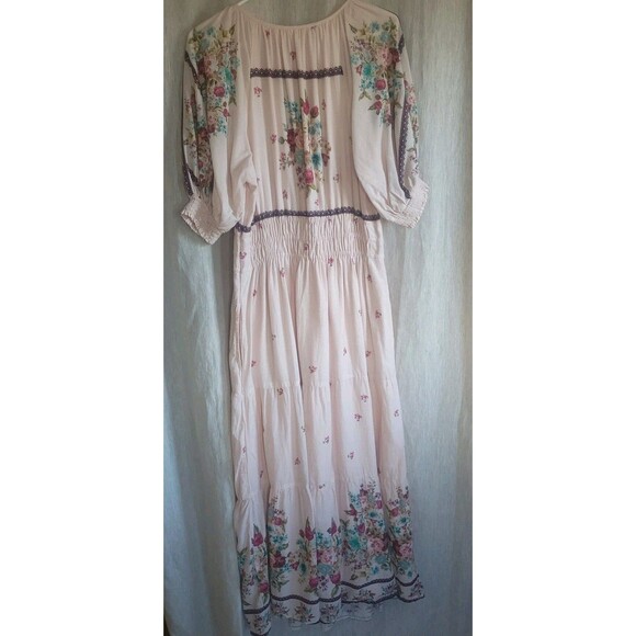 Anthropologie The Somerset Puff-Sleeve Maxi Dress Lg Peasant Boho Cottagecore - Picture 6 of 15